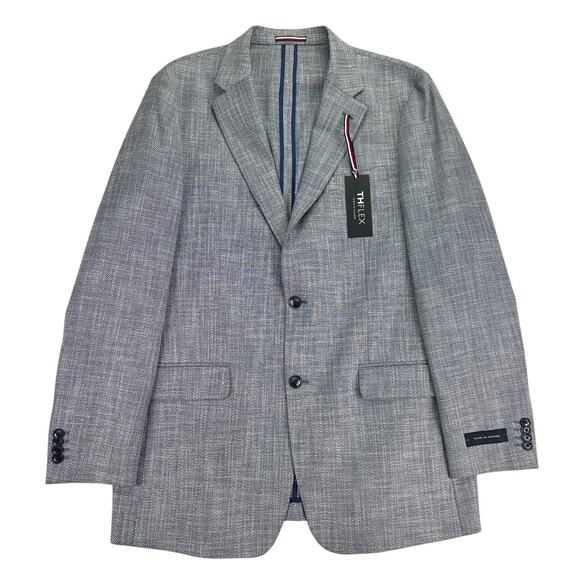 Tommy Hilfiger Mens TH Flex Gene Modern Fit Sport Coat Denim Blue 42L - Picture 1 of 5